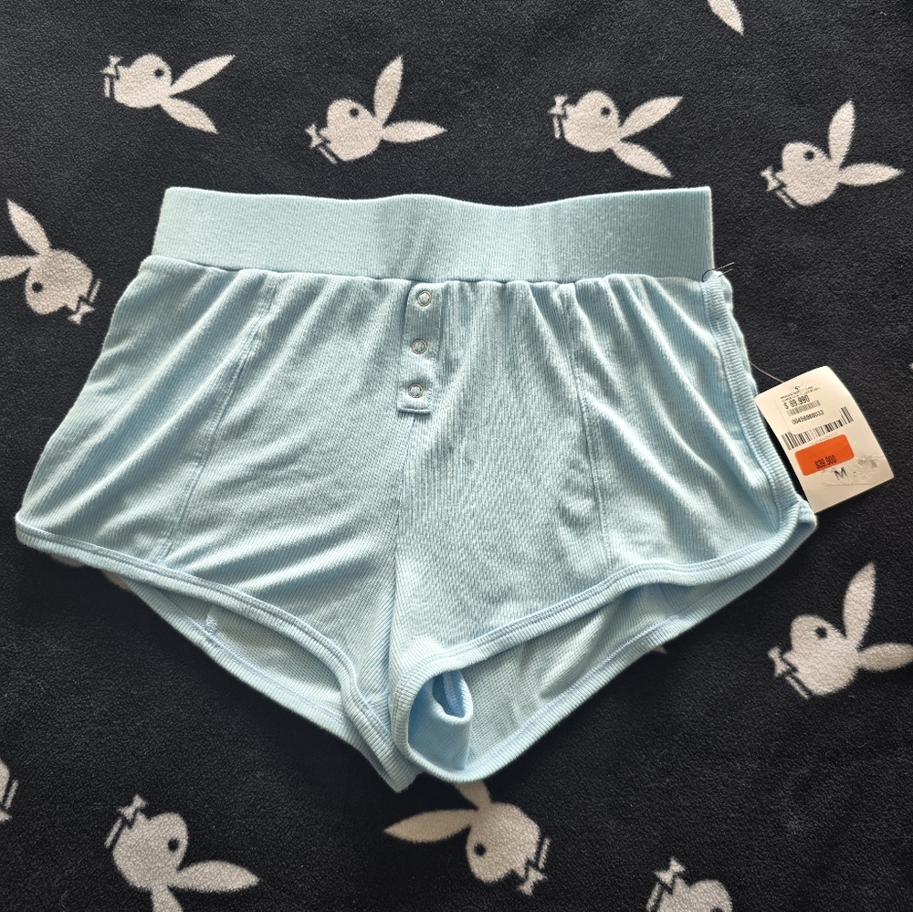 Light Blue High-Waisted Shorts
